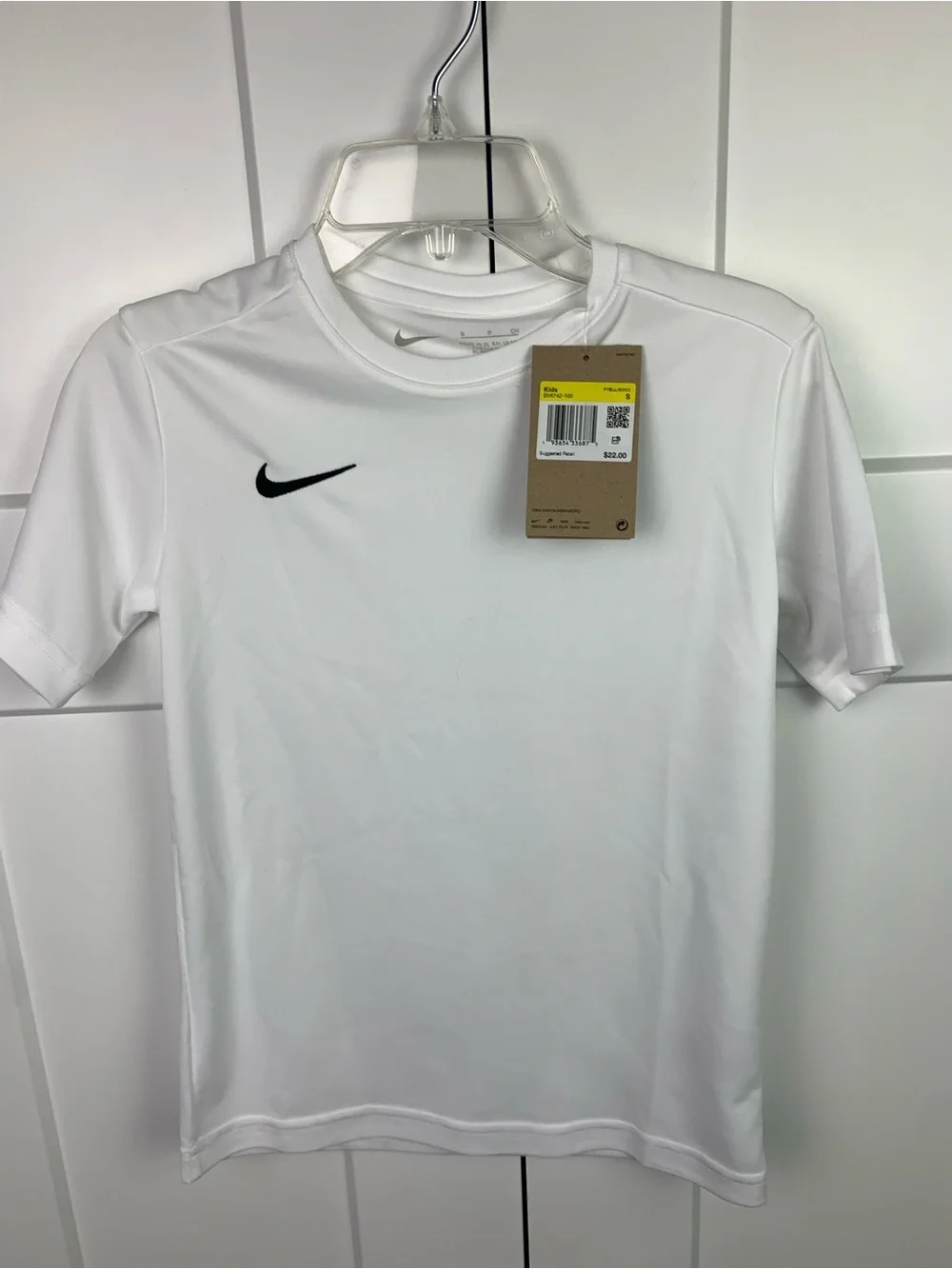 NWT Nike Youth SMALL Dri-FIT Park VII short-sleeve Tee White
